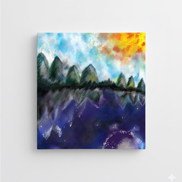 Gyhippsy Flair Jewelry & Arts Other - 8x8 My watercolor Reversible Painting on Canvas. ‘Night & Day’